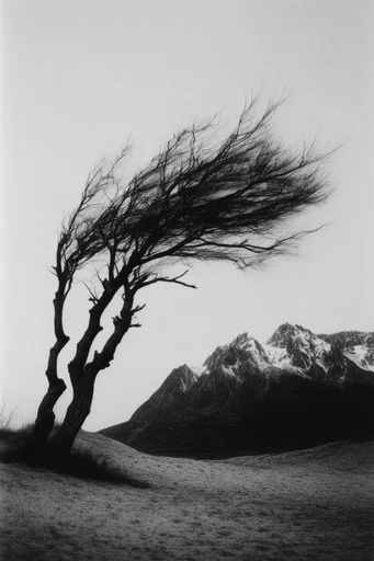 Monochrome Atmospheric Minimalism style reference image — high-contrast monochrome