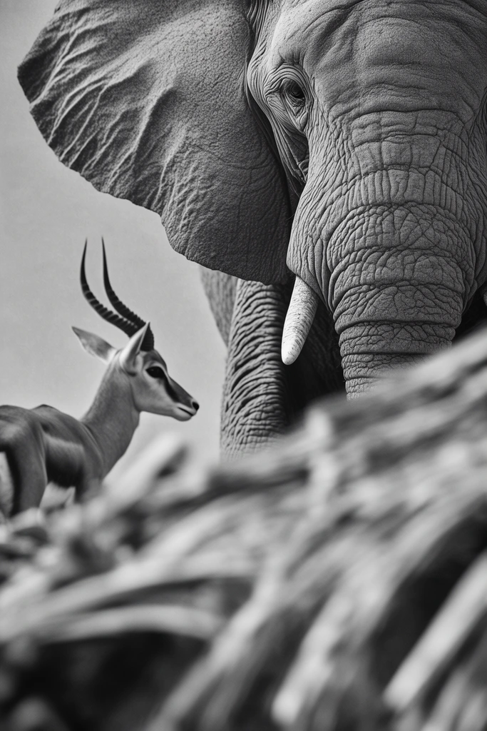 Sculptural Monochrome Surrealism style AI image example 3