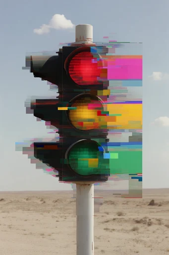 Fragmented Digital Realism style reference image — pixel sorting