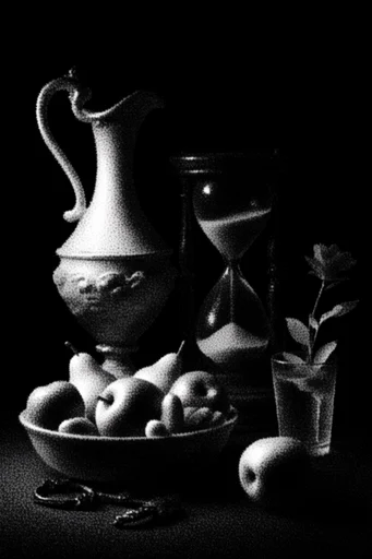 Gritty Chiaroscuro Noir style reference image — high-contrast black and white