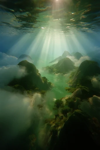 Luminous Subaqueous Dreamscape style reference image — underwater low-angle perspective