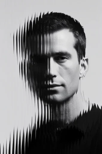 Fragmented Monochrome Surrealism style reference image — slit-scan effect