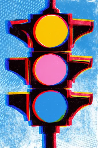 Gritty Retro Pop style reference image — CMYK screen print