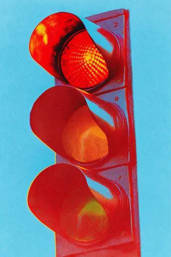 Neon Dithered Graphic style reference image — risograph halftone pattern