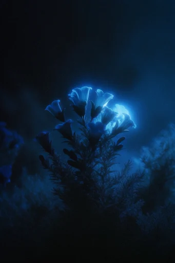 Ethereal Cobalt Nocturne style reference image — minimalist sci-fi noir