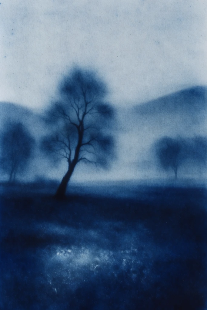 Spectral Cyanotype Surrealism style AI image example 2