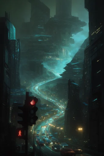 Atmospheric Industrial Dystopia style reference image — vertiginous scale