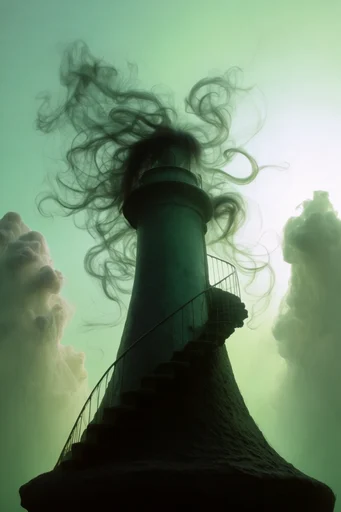 Spectral Sage Silhouette style reference image — dynamic hair movement