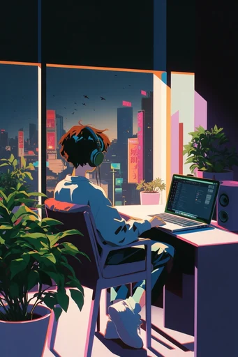 Neon Nocturnal Illustrative style reference image — vibrant neon palette