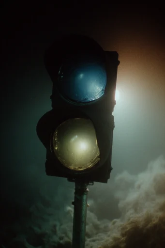 Cinematic Nocturnal Liminality style reference image — heavy film grain