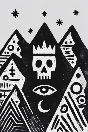 Gritty Minimalist Printmaking style reference image — high-contrast monochrome