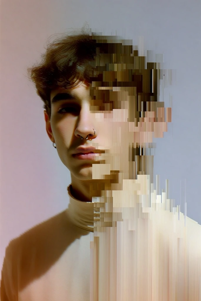 Minimalist Glitch Synthesis style AI image example 1