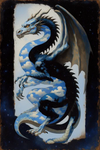 Celestial Surrealist Chiaroscuro style reference image — double exposure