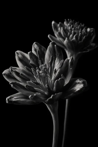 Monochrome Botanical Noir style reference image — sculptural organic forms