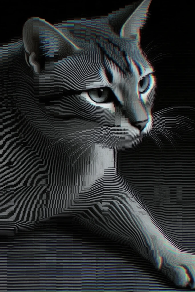 Monochrome Glitch Topology style AI image example 3