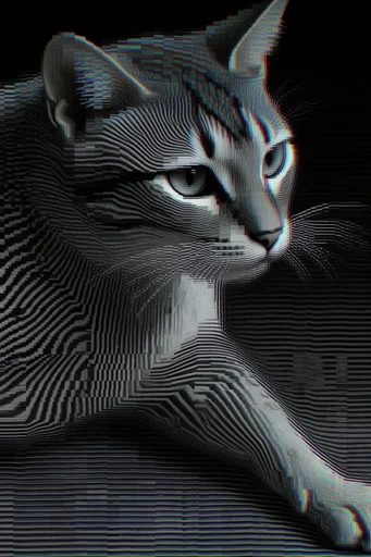Monochrome Glitch Topology style AI image example 3