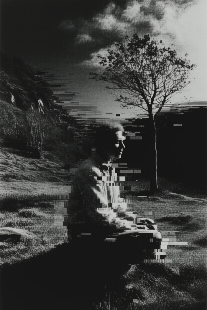 Corrupted Monochrome Noir style AI image example 2