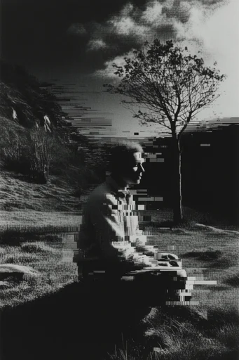 Corrupted Monochrome Noir style reference image — monochrome portrait