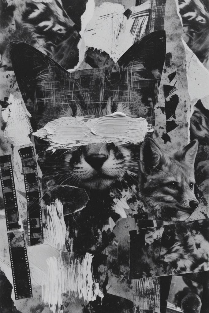 Distressed Monochrome Surrealism style AI image example 3