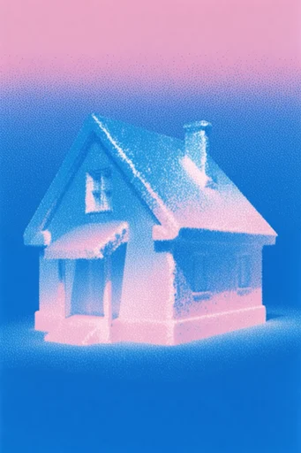 Stippled Risograph Surrealism style AI image example 4