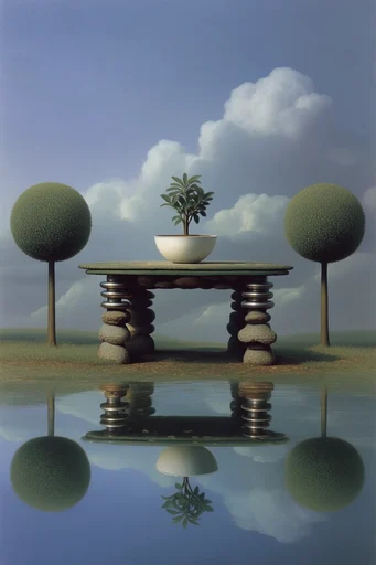 Surreal Liminal Pastoralism style reference image — surrealist landscape