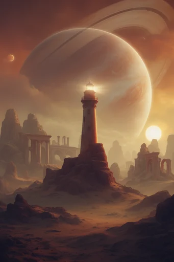 Amber Surrealist Horizons style reference image — vast alien landscapes