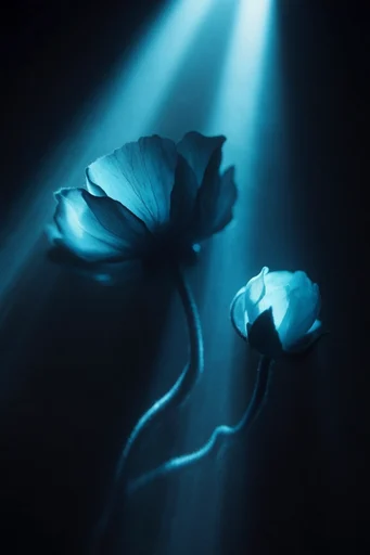 Cinematic Cyan Abyssal style reference image — liminal space