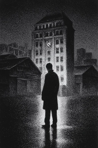 Nocturnal Stipple Noir style reference image — gothic noir