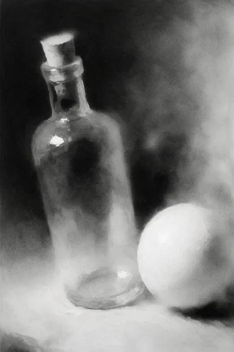 Ethereal Monochrome Noir style reference image — chiaroscuro
