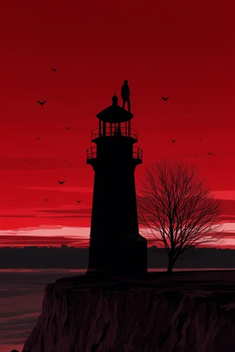 Crimson Noir Graphic style reference image — woodcut print aesthetic