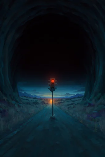 Chiaroscuro Nocturnal Fantasy style reference image — deep blue and amber contrast