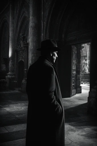 Monochromatic Noir Architecture style reference image — dramatic leading lines