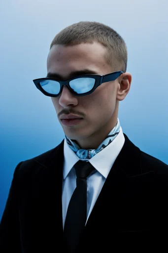 Futuristic Noir Precision style reference image — high-contrast minimalism