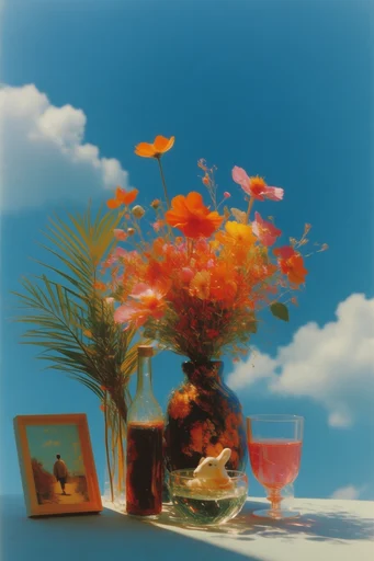 Dynamic Azure Surrealism style reference image — vibrant cobalt sky