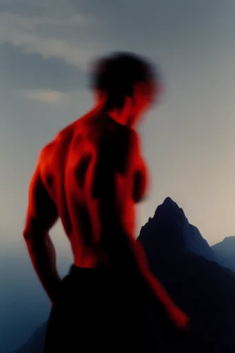 Crimson Silhouette Noir style reference image — high-contrast crimson lighting