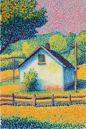 Vibrant Risograph Surrealism style AI image example 4