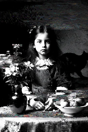 Monochrome Glitch Baroque style reference image — pixel sorting