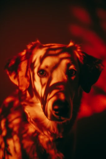 Cinematic Amber Noir style reference image — fiery red and warm orange palette