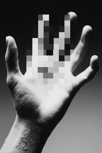 Monochrome Digital Entropy style reference image — pixel sorting