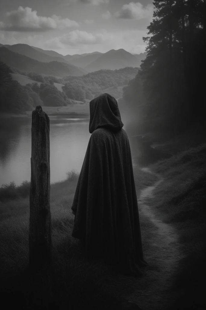 Monochrome Gothic Chiaroscuro style AI image example 2