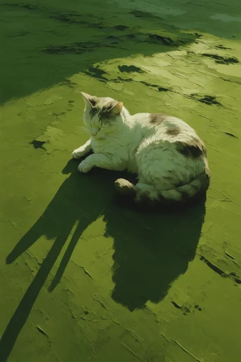 Monochromatic Verdant Surrealism style reference image — isolated human figures