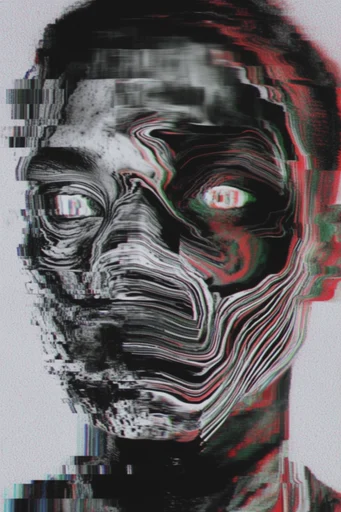 Monochrome Glitch Topology moodboard — generate AI images in this style