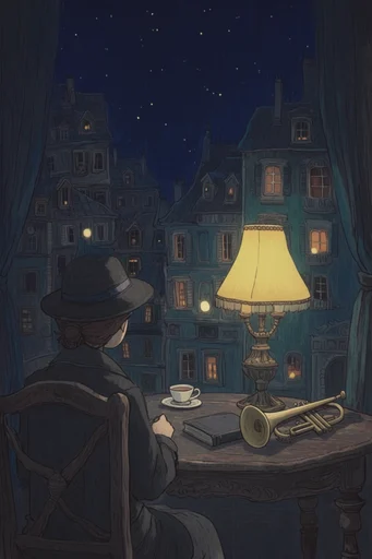 Whimsical Nocturnal Folklore style reference image — nocturnal cozy town