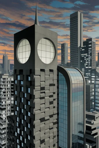 Monolithic Parametric Brutalism style reference image — parametric brutalist hybrid