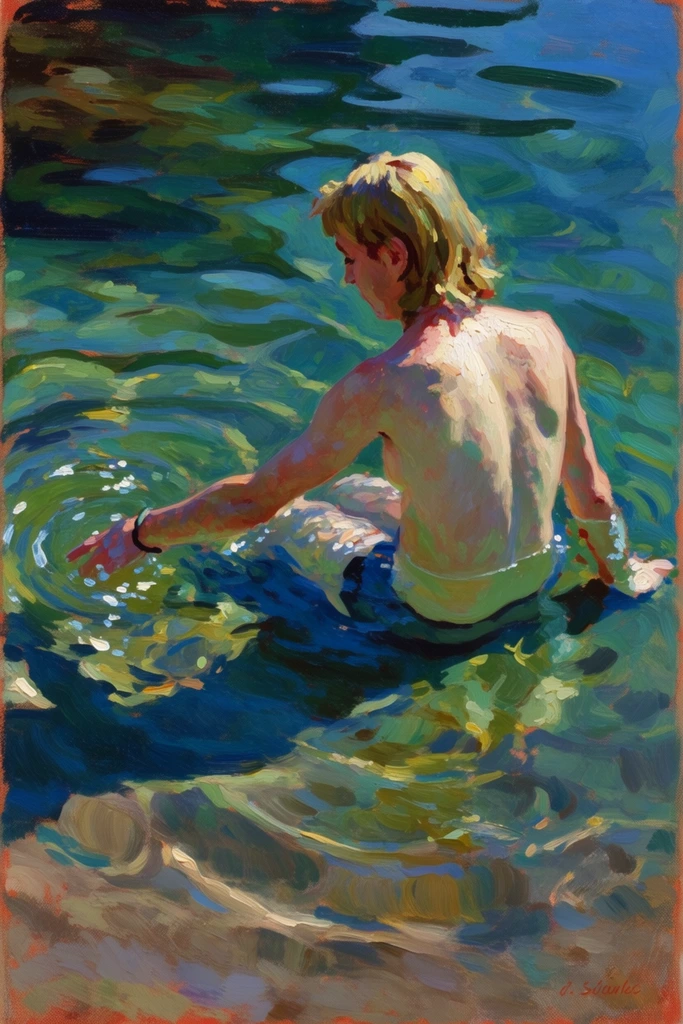Luminous Impasto Waters style AI image example 1