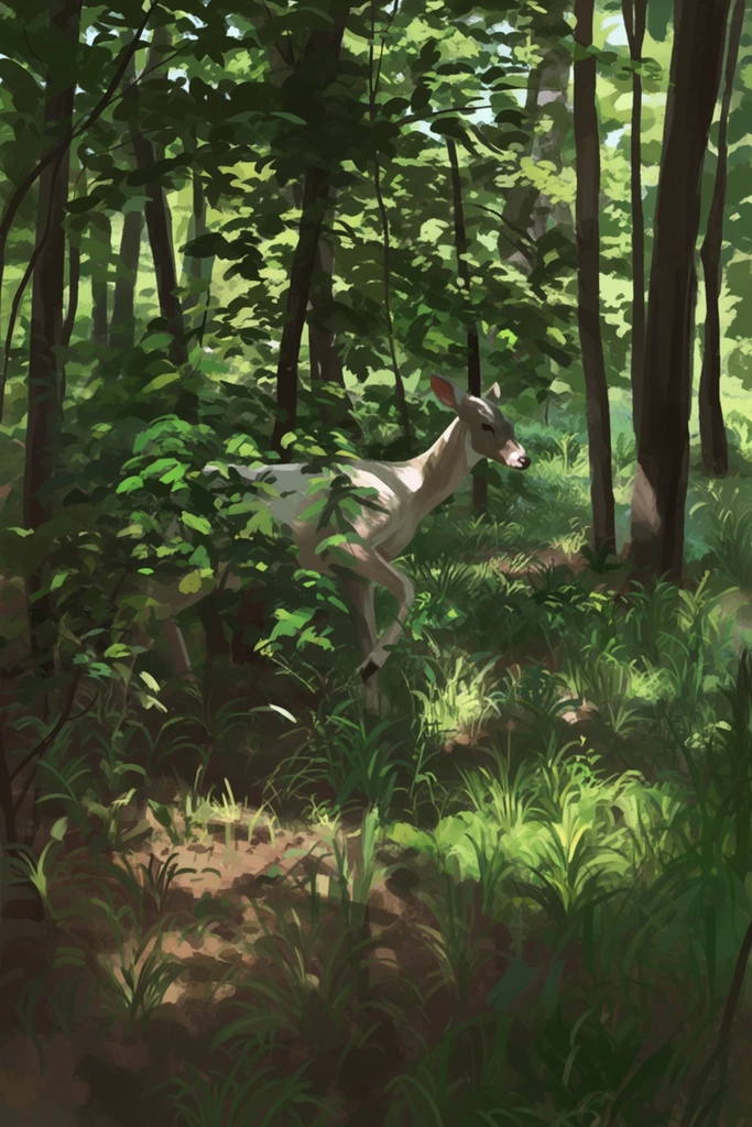 Nostalgic Ghibli Woodlands style AI image example 3