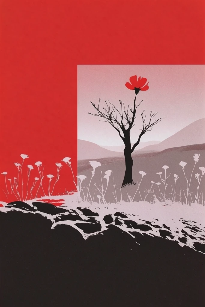 Crimson Noir Graphic style AI image example 2