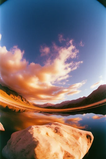 Nostalgic Wide-Angle Azure style reference image — extreme low-angle shot