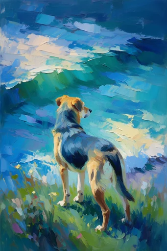 Sculptural Impressionist Waterscapes style reference image — heavy impasto oil painting
