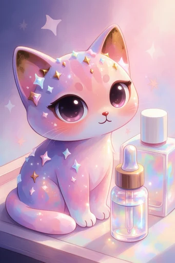 Luminous Ethereal Pastel style reference image — translucent iridescent textures